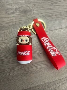Coca-Cola Red Silicone Strap Keychain with Cute Can Character
